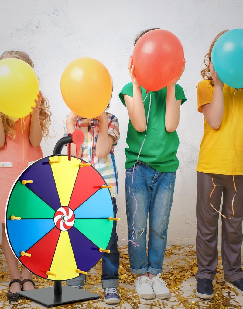 QWORK 12" Spinning Prize Wheel, 10 Slot Tabletop Color Spinning Wheel, Fun and Fair Game for Carnivals, Trade Shows, and Parties - Image 5